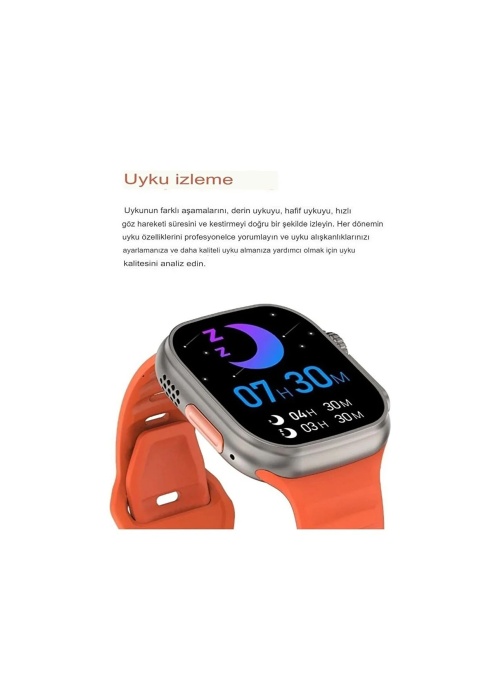 Watch 8 Ultra Smart Watch 49 Mm 2.0 Inç Tam Ekran Akıllı Saat Nfc Kablosuz Şarj Yeni Nesil- Turuncu