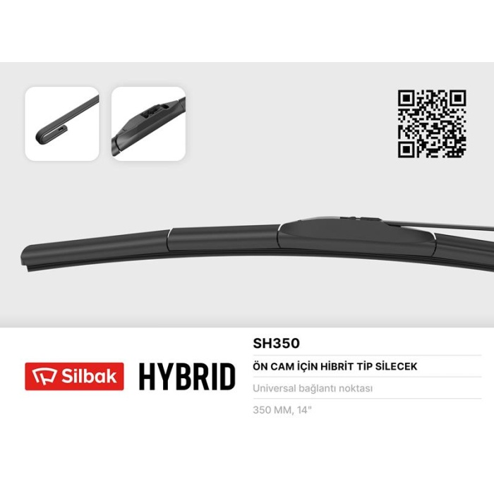 SİLECEK SÜPÜRGESİ HYBRID TİPİ 350mm ÜNİVERSAL SILBAK SH350