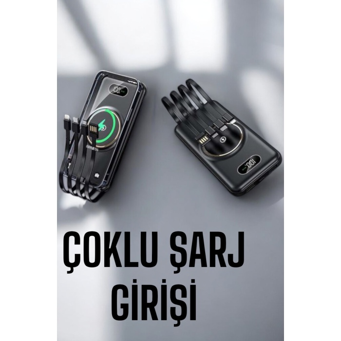 Hızlı Şarj Dijital Göstergeli Powerbankli Çoklu Şarj Özelliği