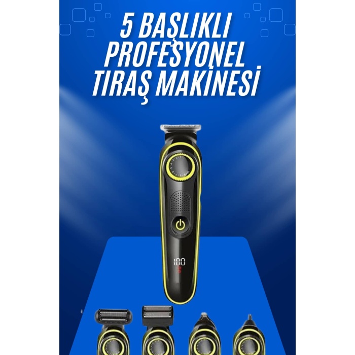 Tıraş Makinesi Şarjlı 5 Başlıklı Burun ve Kulak Temizleme