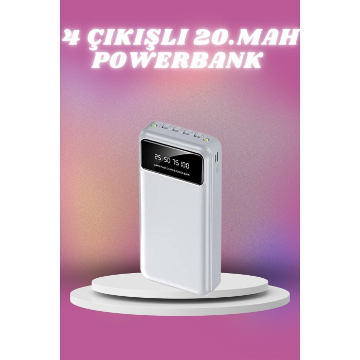 4 Çıkışlı 20.000 MAH Powerbank Taşınabilir Çoklu Giriş