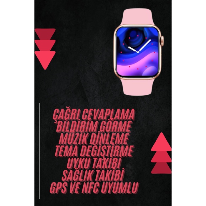Pembe Akıllı Saat 49mm iOS & Android Uyumlu Arama Özellikli