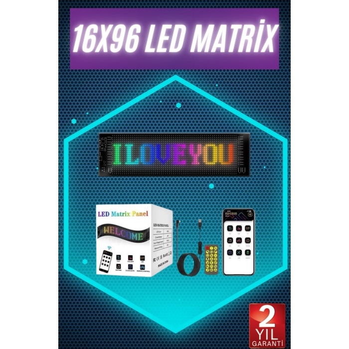 Digital Araba Yazısı Ekran Matrix En Büyük Boy 16X96 Matrix LED Panel
