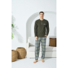 Kocabey 9218 Erkek Midi Yaka Poplin Pantolonlu Uzun Kol Pijama Takım