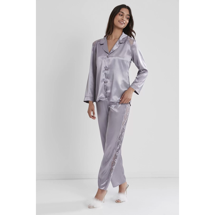 Pierre Cardin 1438 Saten Dantelli Pijama Takımı