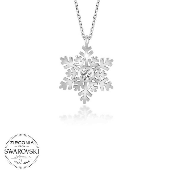 Swarovski Taşlı Gümüş Kartanesi Bayan Kolye