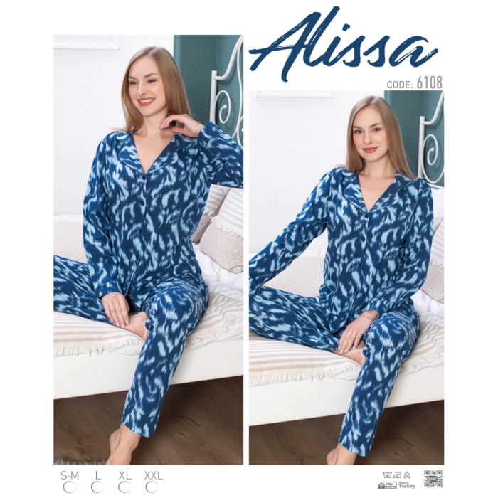 Alissa 6108 Bayan Patlı Uzun Kol Pijama Takımı