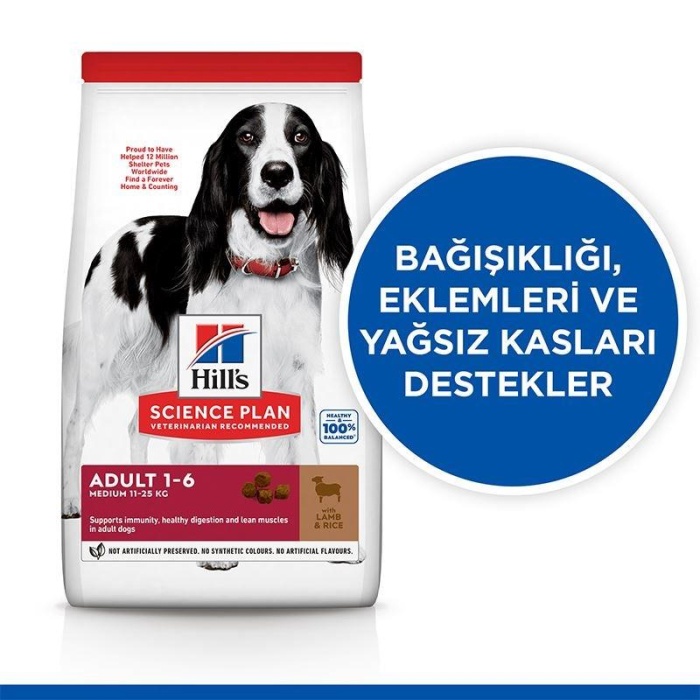 Hills Kuzulu ve Pirinçli Orta Irk Yetişkin Köpek Maması 2,5 Kg