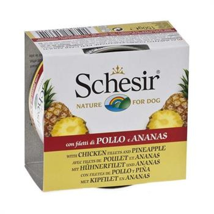Schesir Tavuk Filetolu ve Ananaslı Yetişkin Köpek Konservesi 150 Gr