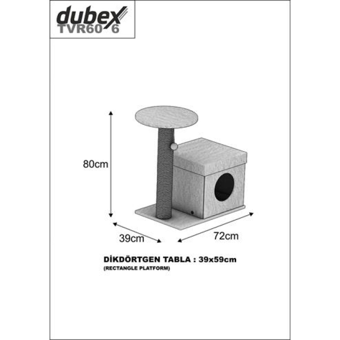 Dubex 39x72x80 cm Kedi Oyun Evi ve Tırmalama Platformu Bej