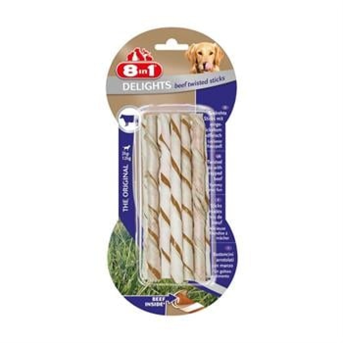 8in1 Delights Bones Biftekli Twested Sticks Burgu Çubuğu Köpek Ödülü 55 Gr