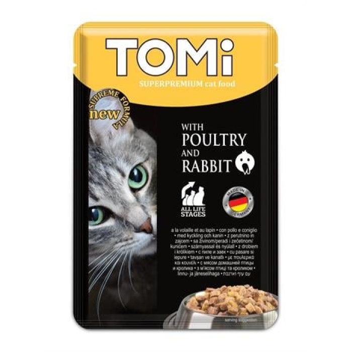 Tomi Pouch Tavşanlı ve Kanatlı Yetişkin Kedi Konservesi 100 Gr