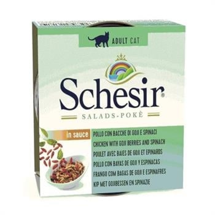 Schesir Salads Poke Sos İçinde Tavuk, Gojiberry ve Ispanaklı Kedi Konservesi 85 gr