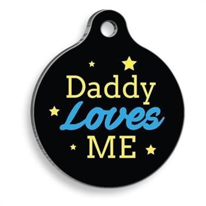 PetTagArt Qr Smart ID Daddy Loves Me Siyah Kedi ve Köpek Künyesi