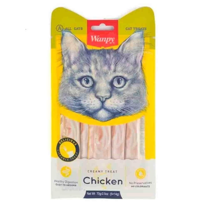 Wanpy Tavuklu Sıvı Kedi Ödül Maması 5 x 14 Gr