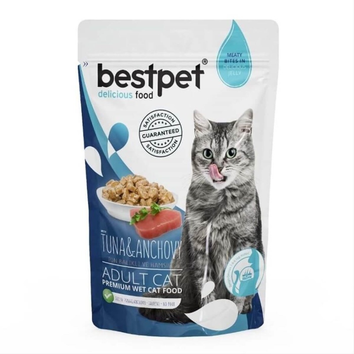 BestPet Jelly Pouch Ton Balıklı ve Hamsili Yetişkin Kedi Konservesi 85 Gr