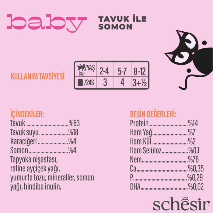 Schesir Tavuklu ve Karaciğerli Yavru Kedi Konservesi 70 Gr