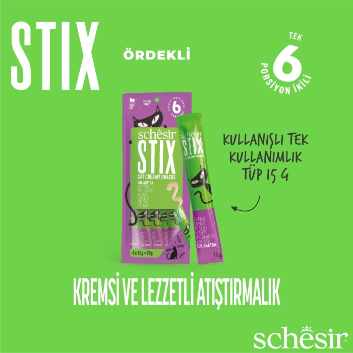 Schesir Stick Ördekli Kedi Ödülü 6 x 15 Gr