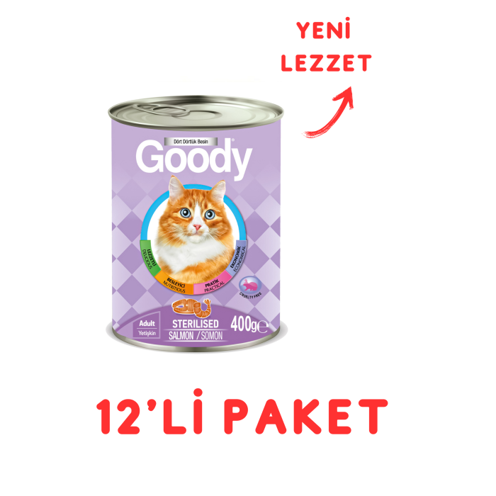 Goody Kısırlaştırılmış Somonlu Yetişkin Kedi Konservesi 400 Gr - 12Li Paket