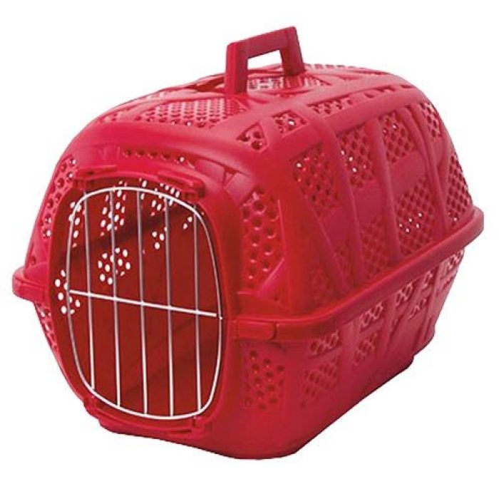 İmac Carry Sport Metal Kapılı Kedi ve Küçük Irk Köpek Taşıma Kabı 48,5x34x32 Cm Kırmızı