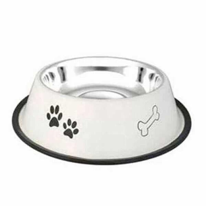 EuroDog Pati Kemik Desenli Metal Köpek Mama Su Kabı 16 Oz 15,5 Cm