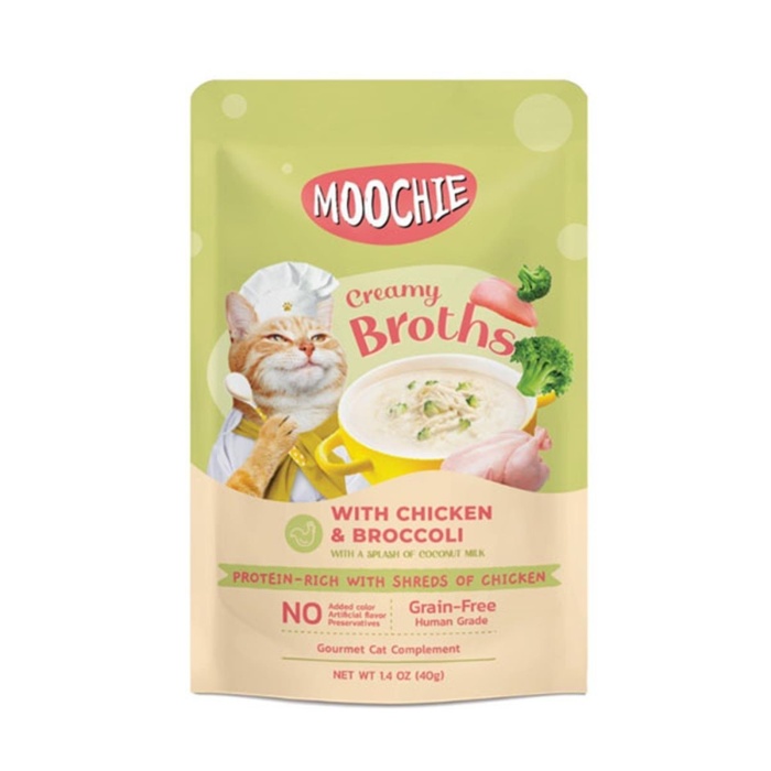 Moochie Parça Tavuk Etli ve Brokolili Tahılsız Kedi Çorbası 40 Gr