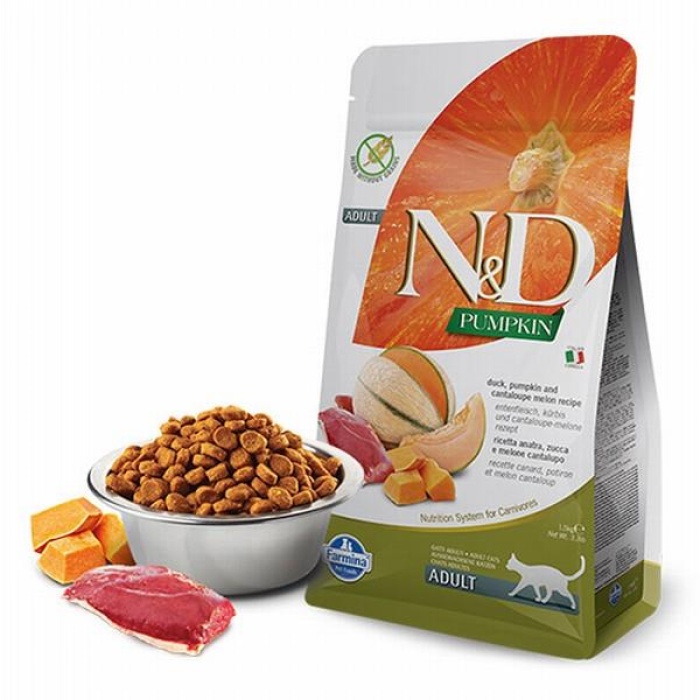 N&D Pumpkin Balkabaklı Ördekli Kavunlu Tahılsız Yetişkin Kedi Maması 1,5 Kg