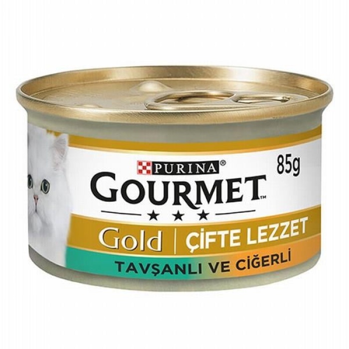 Gourmet Gold Çifte Lezzet Ciğerli Tavşanlı Yetişkin Kedi Konservesi 85 Gr