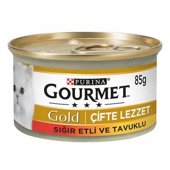 Gourmet Gold Çifte Lezzet Sığır Etli Tavuklu Yetişkin Kedi Konservesi 24 Adet 85 Gr