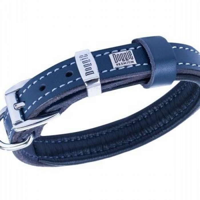 Doggie Yumuşak Firstclass Deri Köpek Boyun Tasması Royalblue 1,5x25-30 Cm