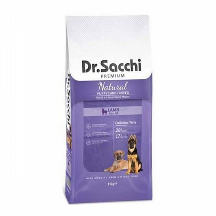 Dr.Sacchi Premium Natürel Puppy Large Breed Büyük Irk Kuzulu Yavru Köpek Maması 15 Kg