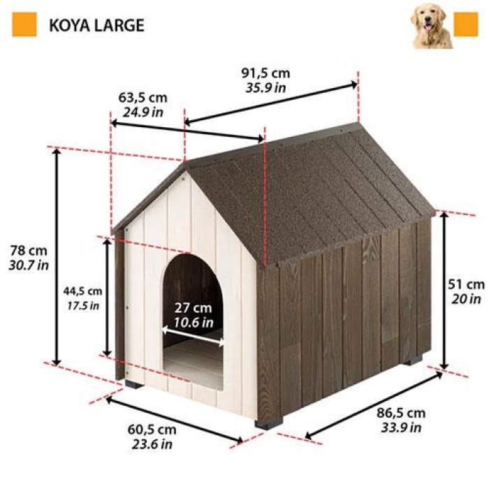 Ferplast Koya Ahşap Köpek Kulübesi Large 63,3x91,5x77,5 Cm