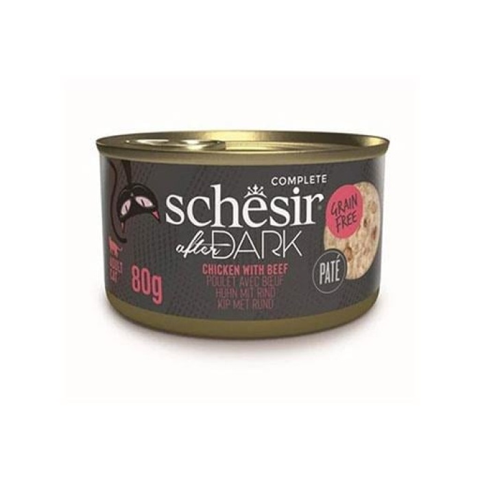 Schesir After Dark Pate Tavuk Etli ve Sığır Etli Tahılsız Yetişkin Kedi Konservesi 80 Gr