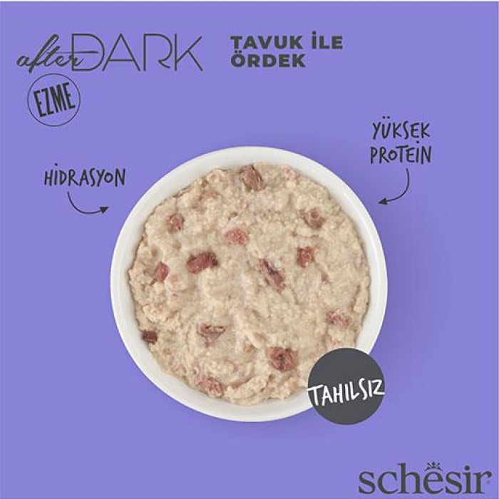 Schesir After Dark Pate Tavuk Etli ve Ördek Etli Tahılsız Yetişkin Kedi Konservesi 80 Gr