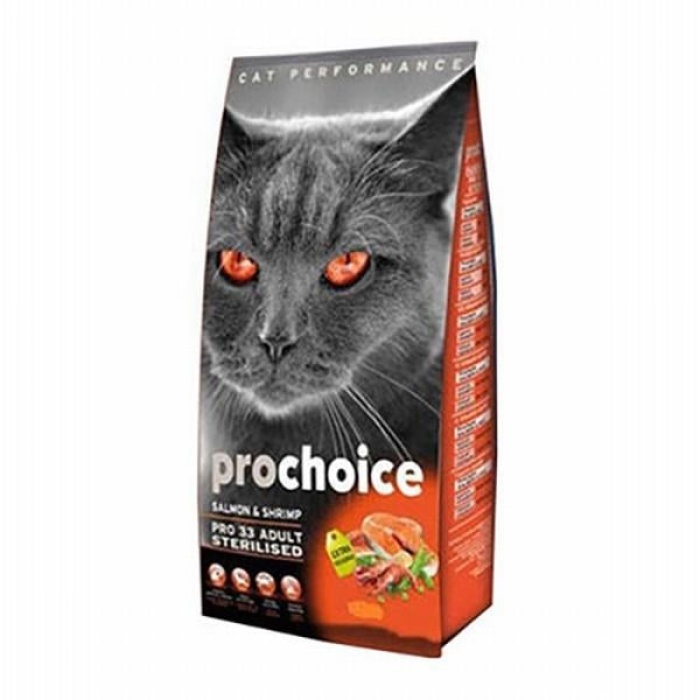 Pro Choice Pro 33 Adult Sterilised Salmonlu ve Karidesli Kısırlaştırılmış Kedi Maması 15 Kg