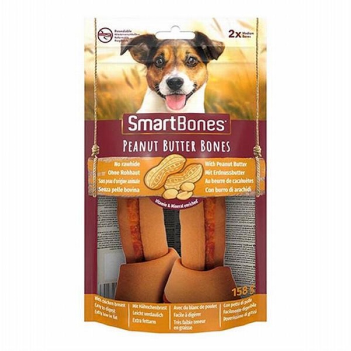 SmartBones Tavuklu Fıstık Ezmeli Mini Düğüm Kemik Köpek Ödülü 2li 158 Gr