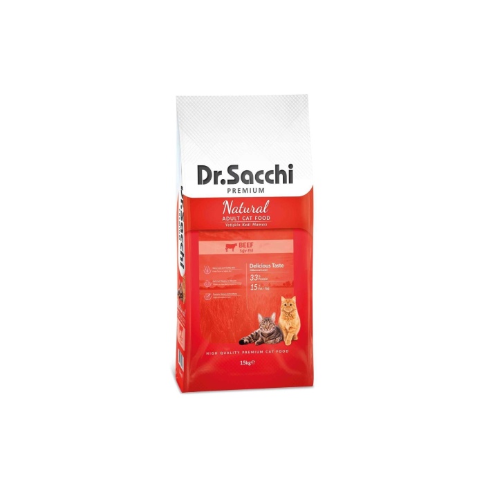 Dr. Sacchi Premium Natürel Beef Sığır Etli Yetişkin Kedi Maması 15 Kg