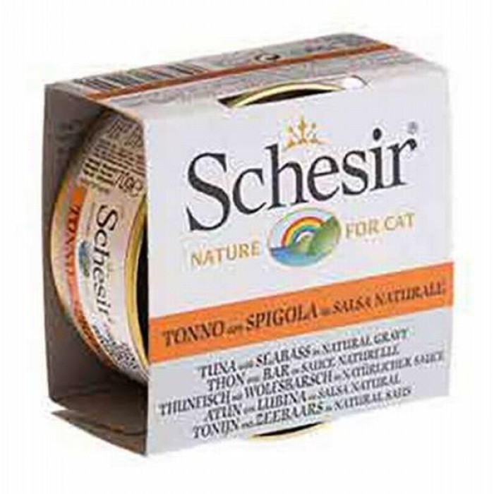 Schesir Ton Balıklı ve Levrekli Soslu Yetişkin Kedi Konservesi 70 Gr