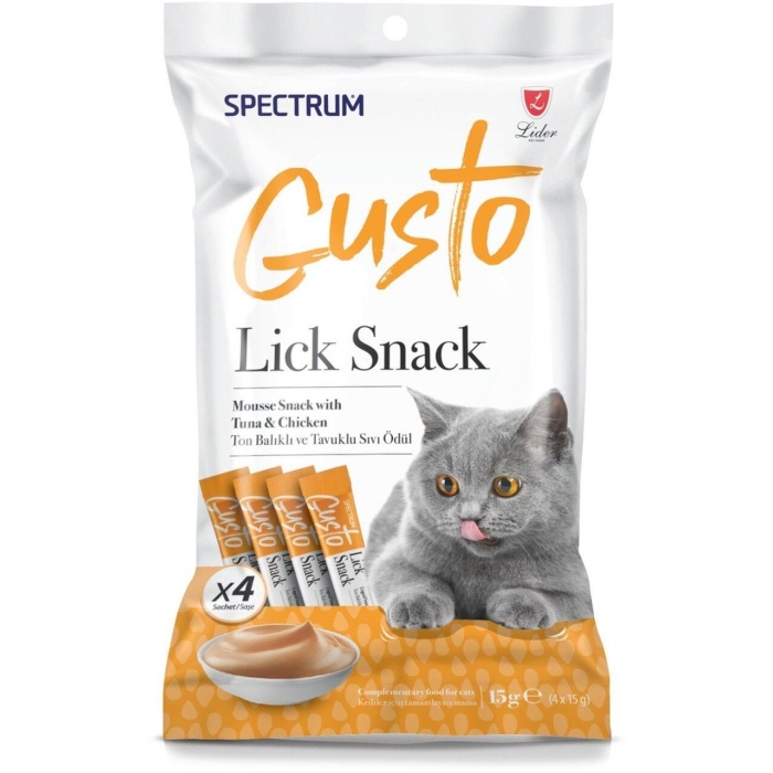 Spectrum Gusto Ton Balıklı ve Tavuklu Sıvı Kedi Ödül Maması 4x15 Gr