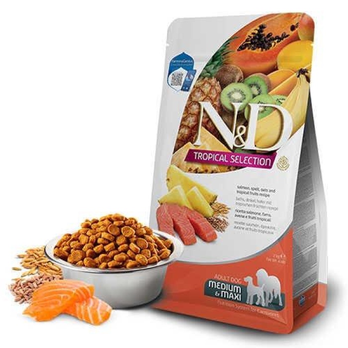 N&D Tropical Selection Somonlu ve Tropikal Meyveli Orta ve Büyük Irk Yetişkin Köpek Maması 10 Kg