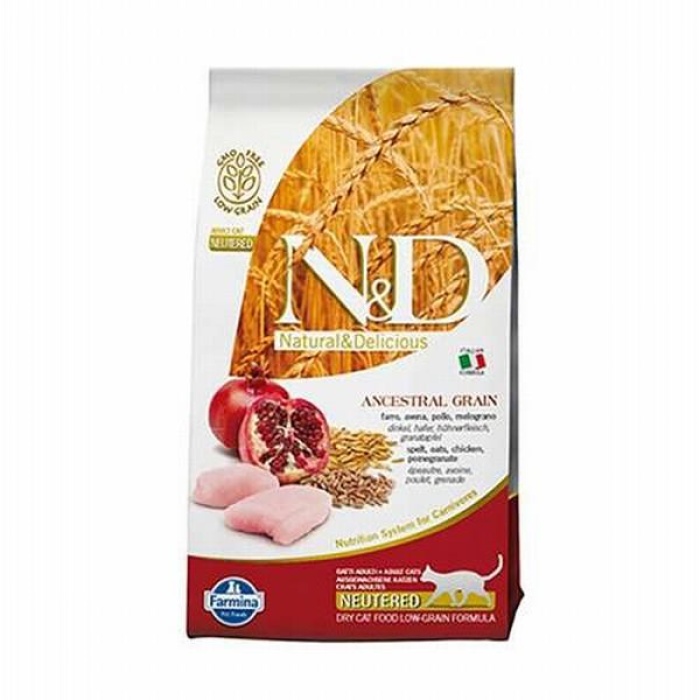 N&D Ancestral Grain Tavuklu Narlı Düşük Tahıllı Kısırlaştırılmış Kedi Maması 1,5 Kg