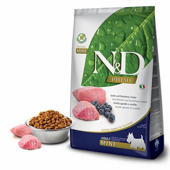 N&D Prime Kuzulu Yaban Mersinli Küçük Irk Tahılsız Yetişkin Köpek Maması 2,5 Kg