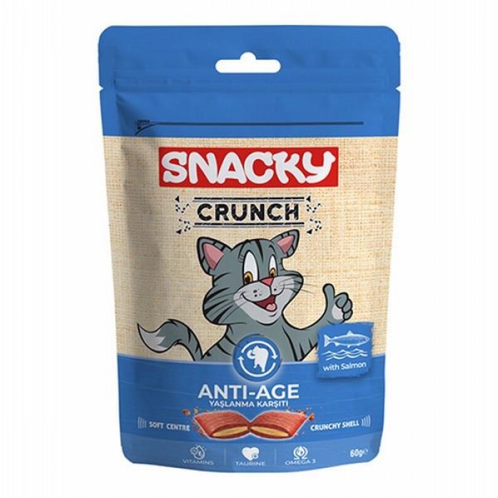 Snacky Crunch Anti-Age Yaşlanma Karşıtı Somonlu Kedi Ödülü 60 Gr