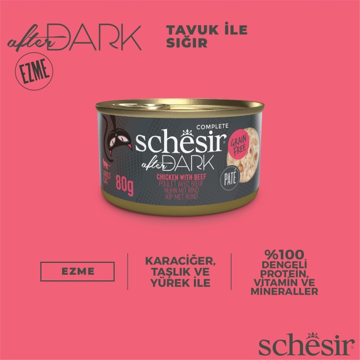 Schesir After Dark Ezme Tavuklu ve Biftekli Yetişkin Kedi Konservesi 80 Gr