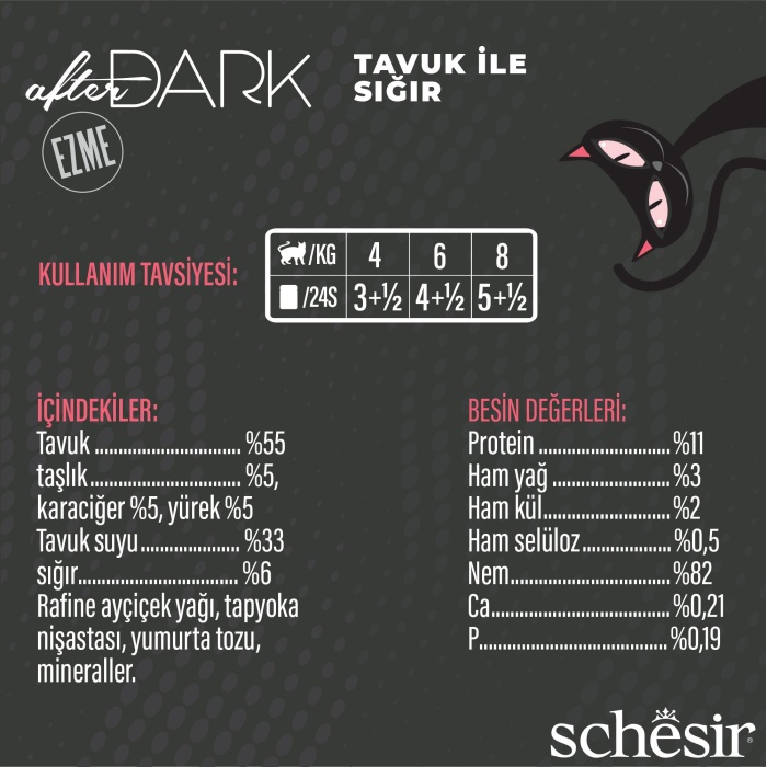 Schesir After Dark Ezme Tavuklu ve Biftekli Yetişkin Kedi Konservesi 80 Gr