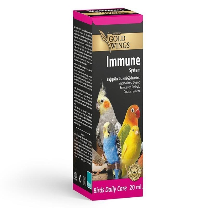 Gold Wings Premium Immune System Kuşlar için Bağışıklık Sistemi Güçlendirici Sıvı Vitamin 20 Ml