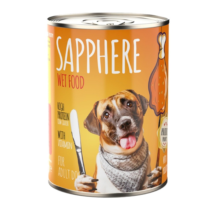 Sapphere Kümes Hayvanlı Yetişkin Köpek Maması Konserve 400 Gr 24 Adet