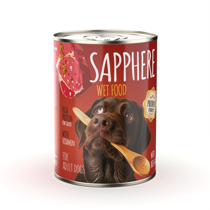 Sapphere Kırmızı Etli Yetişkin Köpek Maması Konserve 400 Gr 12 Adet