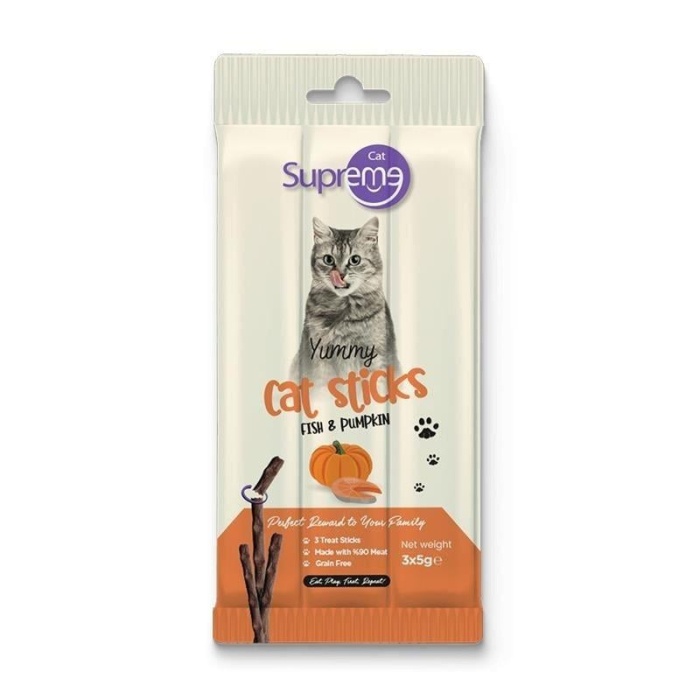 Supreme Cat Sticks Tonbalıklı ve Bal Kabaklı Yetişkin Kedi Ödül Çubuğu 3x5 Gr