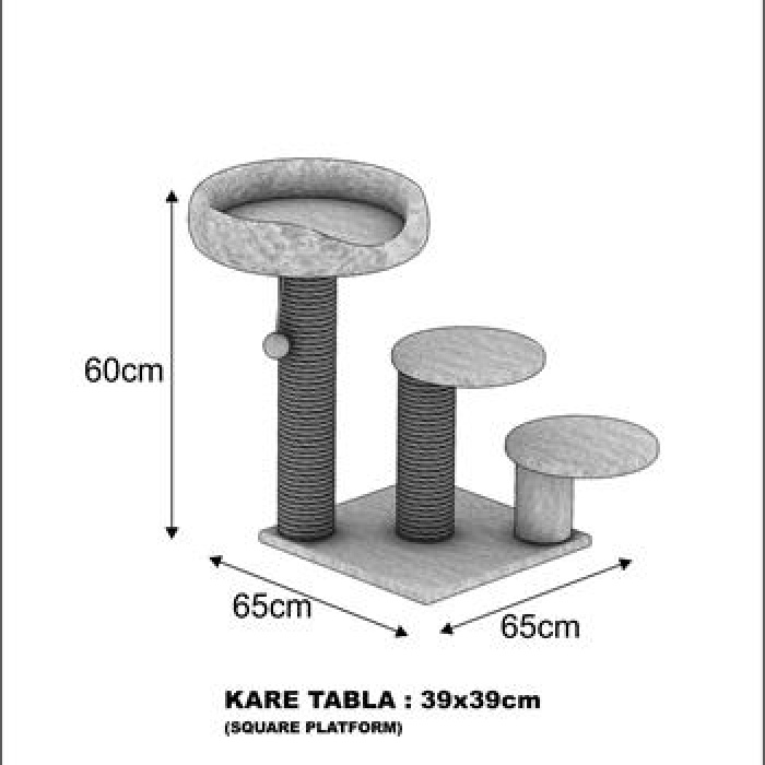 Dubex 65x65x60 cm Kedi Oyun ve Tırmalama Platformu Siyah